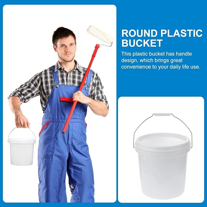 ATERET 2 Gallon White Bucket Only - All Purpose Pails - Food Grade - Made in USA - BPA Free Plastic (6 Pack)