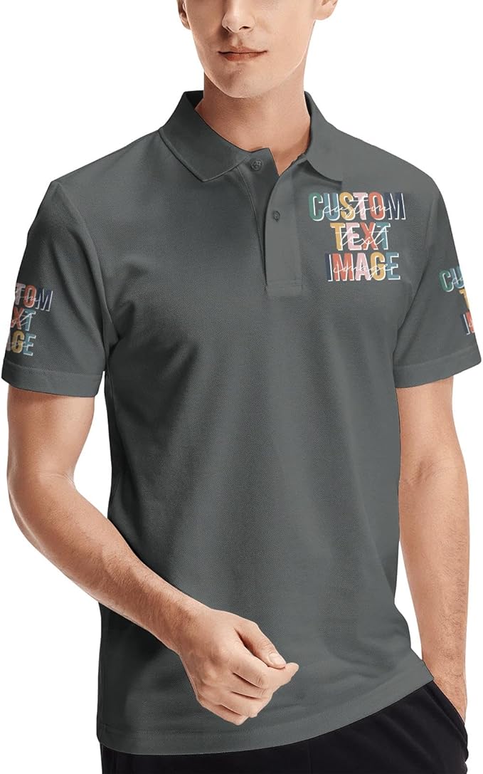 Personalised Polo Shirt Custom Work Shirts for Men Women Printed Text or Logo Working Top, Casual Wear, and Sports Teams