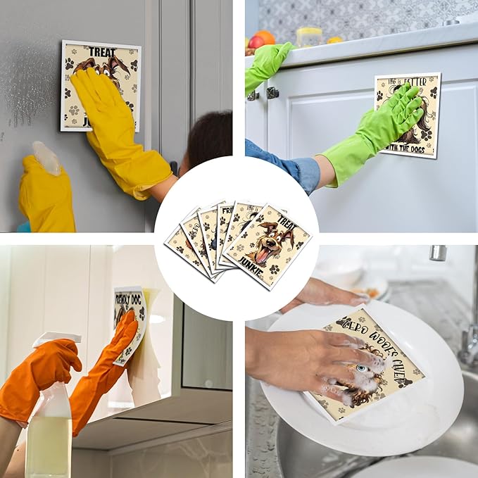 Funny Dog Swedish Dishcloths for Kitchen, 6 Pack Absorbent Swedish Dish Cloths, Reusable Dogs Designs Sponge Cleaning Towels Wipes for Kitchen Cooking Home Decoration Housewarming Gifts