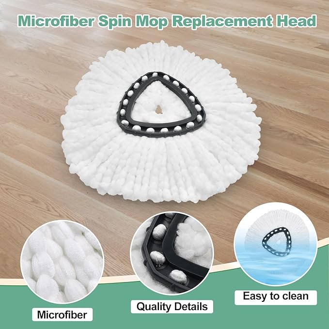 Mop Heads Replacements for Ocedar, Spin Mop Replace Head for O-Cedar EasyWring 1 Tank System Mop Refills, Include 3 Pack Mop Heads, 1 Scrub Brush & 1 Base Combo