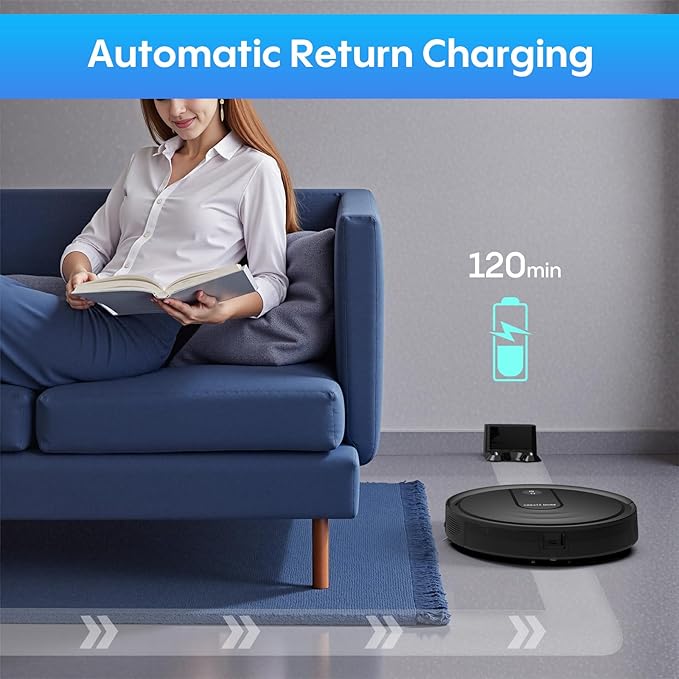 Bagotte Robot Vacuum and Mop Combo,4 in 1 Robotic Vacuum Cleaner,5000Pa Robotic Vacuum with Schedule,Quiet Slim,Self-Charging,Wi-Fi/Voice/App,Perfect for Pet/Hard Floors,/Carpet
