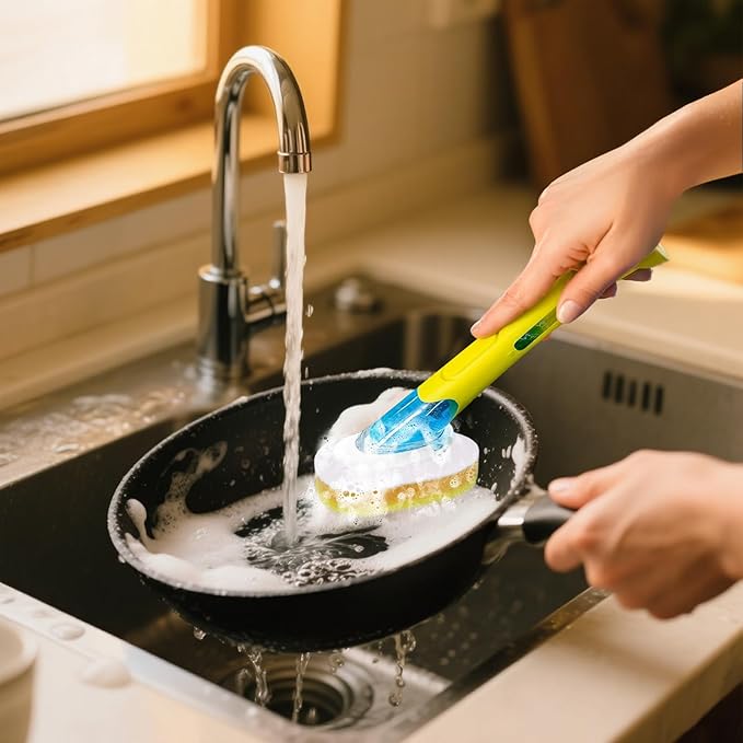 Refill Heads Compatible with Dish Daddy,Non-Scratch Wand Refill Sponge Heads Compatible with Scrub Daddy,Ideal Replacement Sponges for Effortless Dish Cleaning,8 Packs