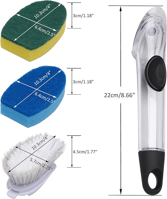 Dish Sponge with Handle & 2 Pack Dishwashing Sponge Refills Non Scratch, Dish Wand