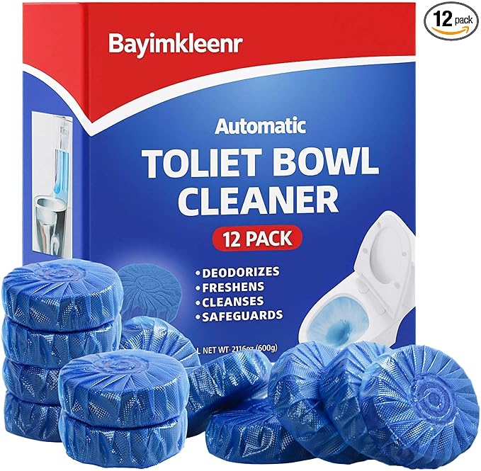 Bayimkleenr Automatic Toilet Cleaner Tablets, Septic Tank Safe, Removes Hard Water Rings and Stains, Deodorizes, Fresh Scent Toilet Tank Cleaner for Bathroom-(12 PACK)