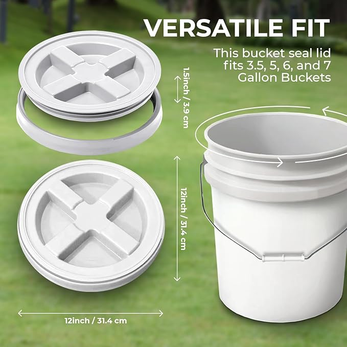5-Gallon Dark Blue Bucket Pail with Gamma Seal Screw on Airtight Lid, Metal Handles with Plastic Grip for Easy Carrying, Stack and Store, Heavy-Duty 90MIL Extra Durable, Food Grade, BPA Free - 2 Pack