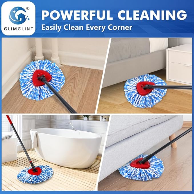 Mop Replace Heads Compatible for O Cedar 3 Pack, Spin Mops Refill Head Replacement for RinseClean 2-Tank System, Machine Washable, Suitable for Hard-surfaced Floors Cleaning