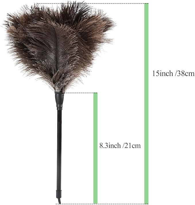 MehelloFeather Ostrich Feather Duster 15Inch Natural Fluffy Handheld Feather Dusters for Cleaning Keyboard Home Car Office (3PCS)