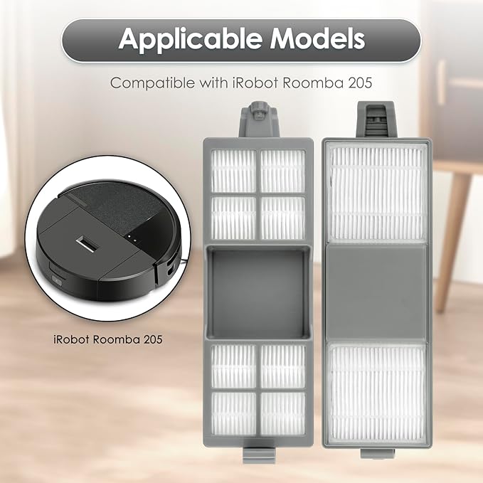 (6 Pack) 205 DustCompactor Vac Replacement HEPA Filters for iRobot Roomba 205 DustCompactor Vac Robot Vacuum, Upright Filter, Canister Filters, Vacuum Filters