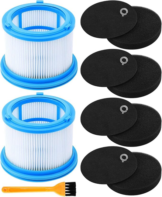 KEEPOW 2 Pack Washable HEPA Filters Kit for Bissell PowerClean FurGuard 280W and FurFinder 200W Self-Standing Cordless Vacuum Replacement Parts, 2 Filters and 4 Pre-Filter Pads and 1 brush