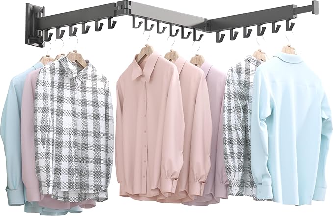 Clothes Drying Rack Wall Mounted,Extending Laundry Rack Wall Mount,Collapsible Drying Racks for Laundry,Clothes Racks for Hanging Clothes,Laundry Room Organization