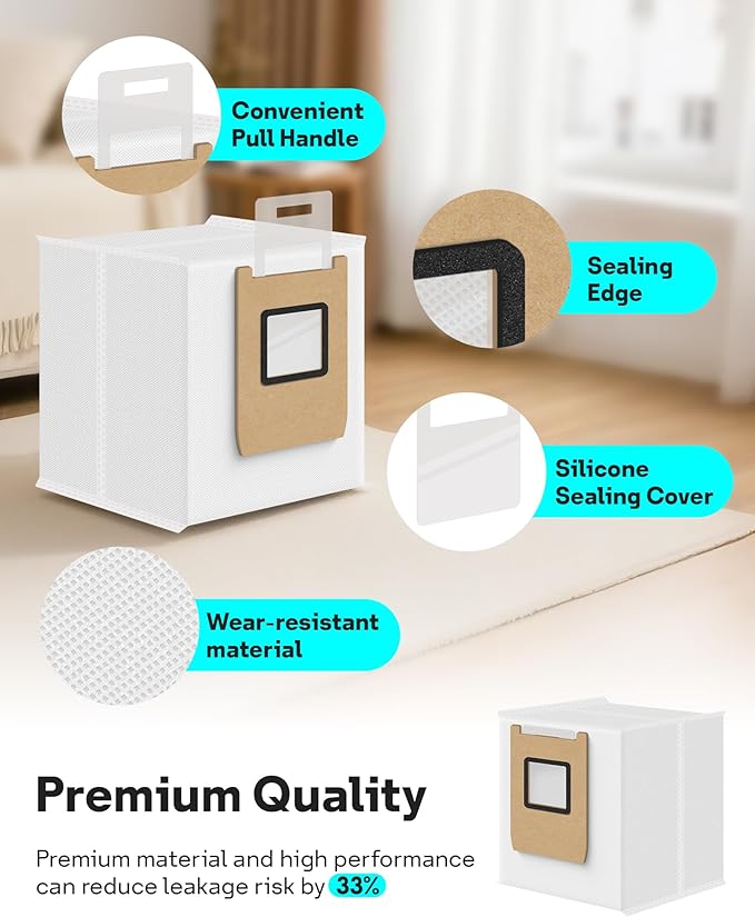 Leemone 12 Pack E25 E28 Dust Bags Compatible with eufy Omni Robot Vacuum E25 E28, 4 Layer Filtration System with Activated Carbon Fabric