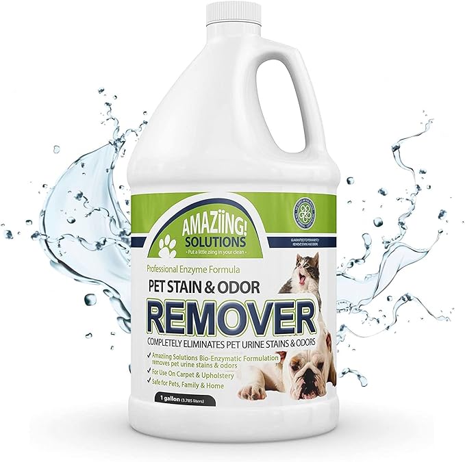Amaziing Solutions Pet Stain and Odor Remover - Enzyme Cleaner, Pet Urine Odor Eliminator Refill - Floor & Carpet Cleaner, Pet Deodorizers For Home, Fabric Freshener W/Fresh, Clean Scent, 1 Gallon