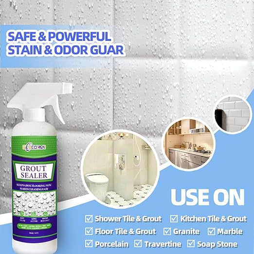 17.6 OZ Heavy Duty Pro Strength Grout Sealer Spray for Tile, Marble, Floors, Bathroom Showers and Countertops. Clear Protector Formula – Penetrating Sealant Offers Superior Waterproof Protection.