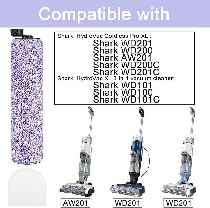Hydrovac Replacement Brushroll & Filte for Shark WD101 WD201 WD100 WD200 AW201 WD200C WD201C WD101C AW261 wd160 HydroVac XL 3-in-1 vacuum cleaner, compare parts WDB1, WDB2, WDFF1, WDFF2, WDB1F2