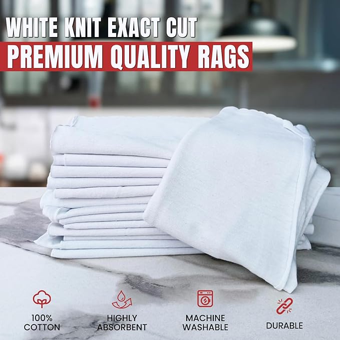 SupremePlus Premium Exact Cut White T-Shirt Cleaning Rags (10 Pieces) - 20"x20" Cotton Rag for Mechanic Shops, Cast Iron, Staining Wood, Painting & Households – Shop Rags Bulk