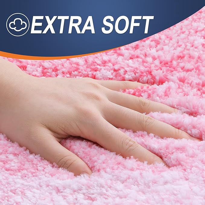 OLANLY Bathroom Runner Rugs 59x20, Extra Soft Absorbent Microfiber Bath Rugs, Rubber Backing, Quick Dry, Machine Washable Bath Mats for Bathroom Floor, Tub and Shower, Home Decor Accessories, Pink