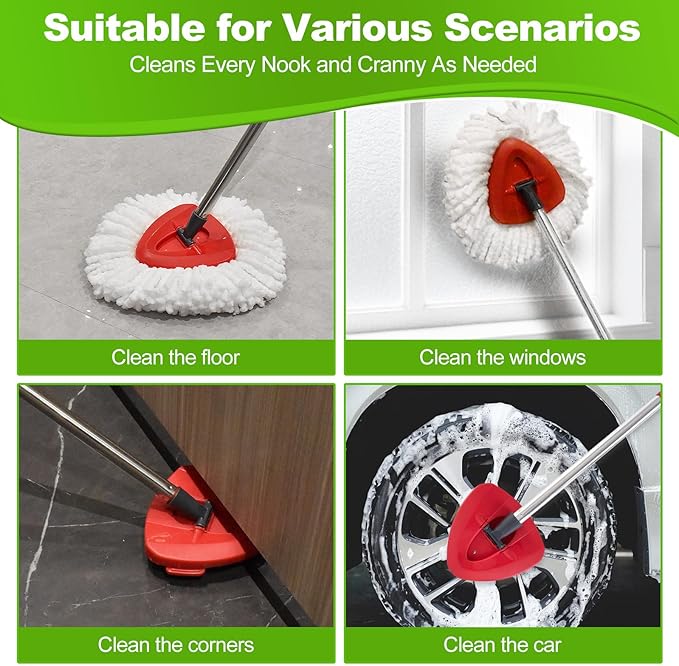 Mop Heads Replacements for O Cedar,Mop Replace Head for Ocedar Easywring 1 Tank,Include 3 Spin Mop Replacement Head 1 Scrub Brush and 1 Mop Base Deep Cleaning & Machine Washable