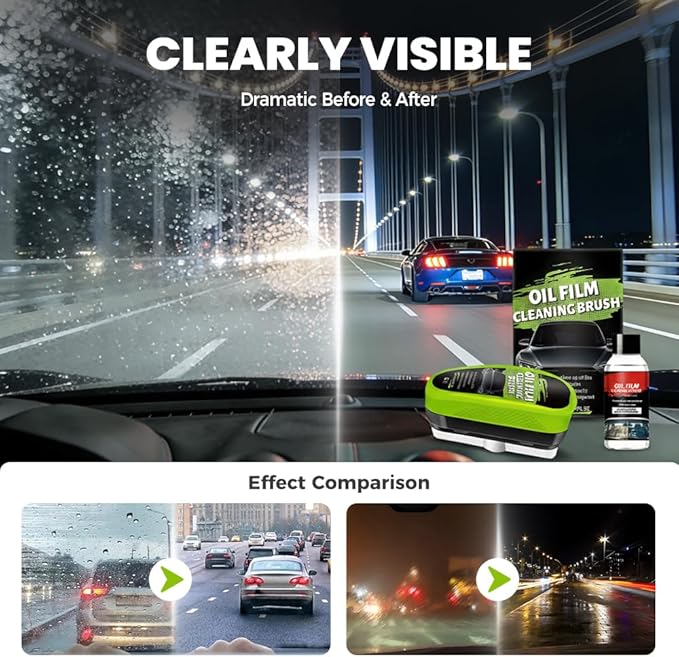PVZXR Automotive Oil Film Cleaning Brush,Glass Cleaner, Car Windshield Cleaner, 150ml Automotive Oil Film Cleaning Brush - Preserve Clarity, Immediately See the Effects (1PCS)