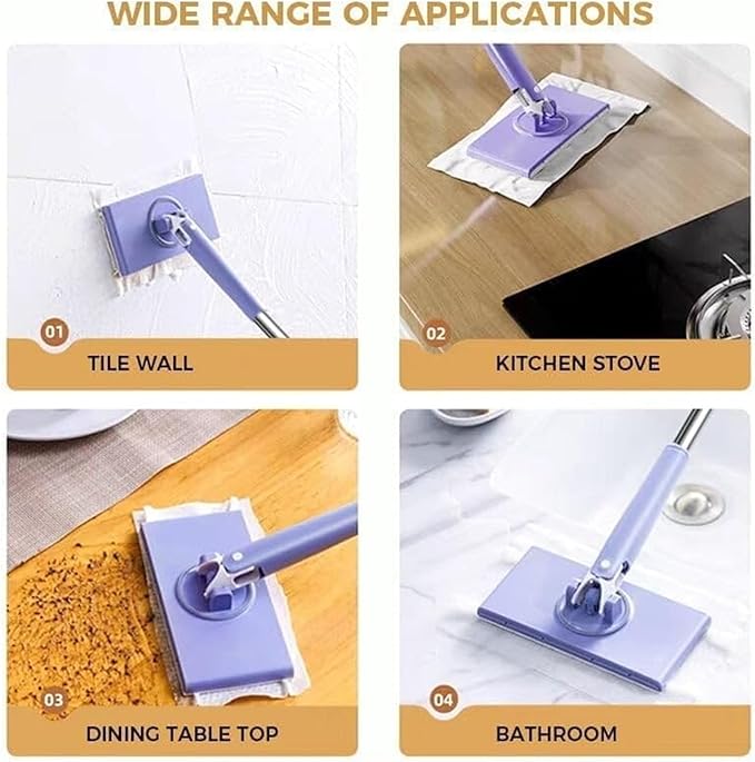 Convenient Cloth Changing Mini Mop + Magic Cleaning Cloth*6, Zero Touch Snap Grip Mini Mops for Wet & Dry Cleaning, Lightweight Snap for Corners (36in - W + Cloth*6)