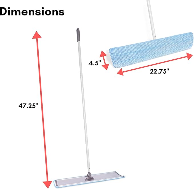 BIRDROCK HOME 23" Microfiber Dry Mop for Floor Dust Cleaning Sweeper - Rejuvenate Restorer Mops - Heavy Duty Home Set - Hardwood Tile Laminate Cleaner - Washable Removable