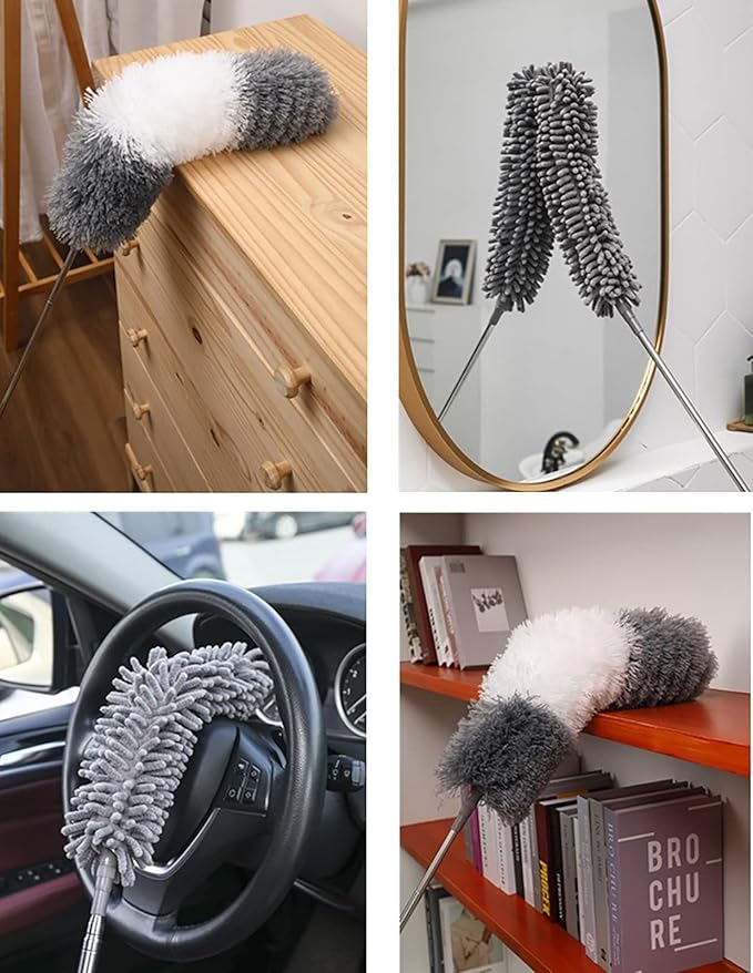 Eaves Brush and Pole - Cobweb Duster and Extension-Pole Combo 20 Foot Reach, Hand-Packaged, Lightweight, 3-Stage Aluminum Pole, Indoor & Outdoor Use Brush Attachment