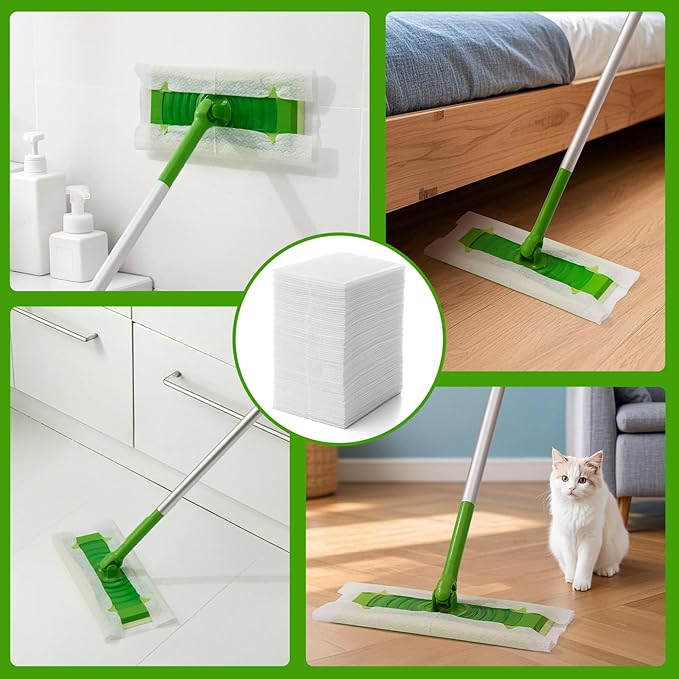 UKEENOR Dry Mop Refills 240 Count Sweeper Disposable Dusting Cloths Dry Sweeping Refills Dry Duster Cloths Mop Pads Floor Cloth Refills Electrostatic Cloths