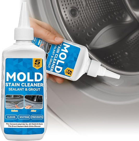 Washing Machine Cleaner Gel, Mold Stain Cleaning Gel with Brush, Highly Effective in Penetration Household Grout Cleaner for Fridge, Bathroom, Shower, Front Load Washer, Tile Bathtub (5.29Fl Oz)