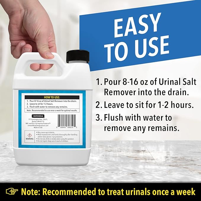 IMPRESA Odor-Eliminating Urinal Cleaner & Pipe Descaler - 32 oz Unscented - Removes Rust, Lime, Mineral & Calcium Deposits - Urine Odor Eliminator & Urinal Salt Remover