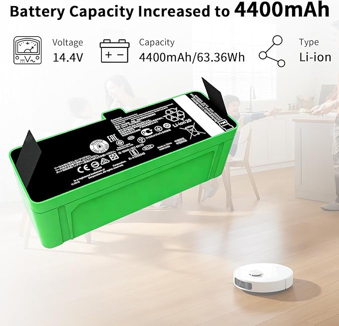 Lcenerga 3300mAh 1800Li Battery for iRobot Roomba Replacement for Roomba 1800Li Lithium Ion Battery Compatible with Roomba 980 960 895 890 860 695 680 690 675 640 614 500 Series 14.4v 47.52Wh