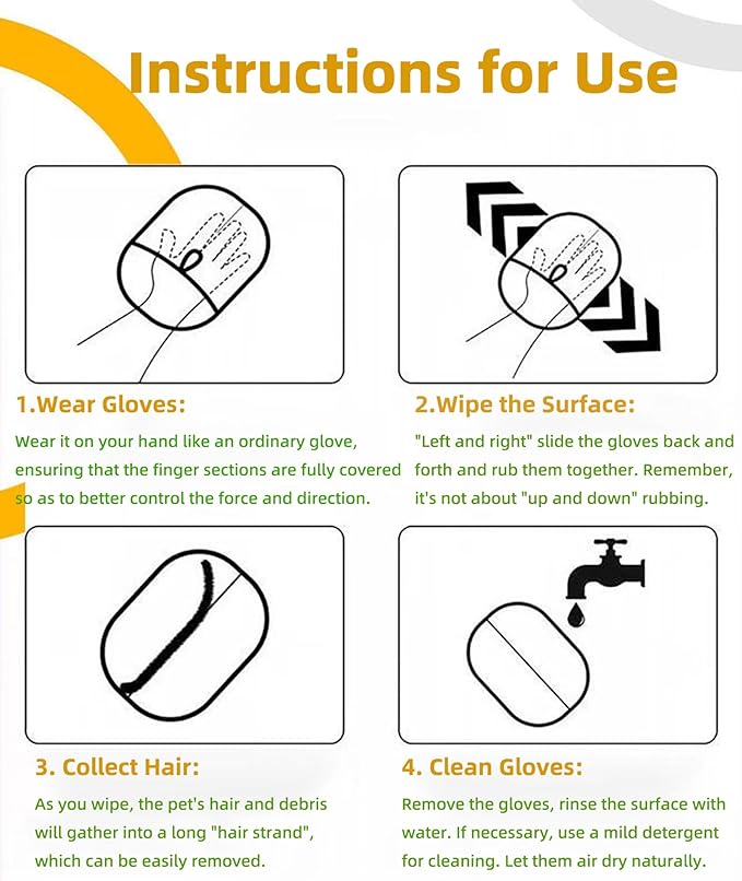 Cat Dog Pet Electrostatic Hair Removal Gloves,Upgraded in 2025,Hair Brush,Washable,Reusable,For Clothes, Sofa,Carpet,Car Seat