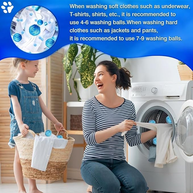 Reusable Laundry Hair Remover Balls - Lint Catcher for Washer & Dryer - Easy Home Solution for Removing Pet Hair, Lint & Fur from Clothes and Bedding