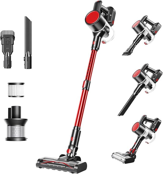 DUMOS Cordless Vacuum Cleaner, Lightweight Stick Vacuum Cleaners for Home, Powerful Suction & LED Lights Rechargeable Battery for Carpets, Pet Hair, Hardwood Floors
