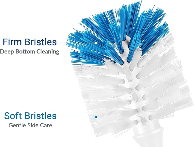Bottle Brush 4-Pack, Baby Bottle & Water Bottle Cleaner Brush with Long Handle and Dual-Action Bristles