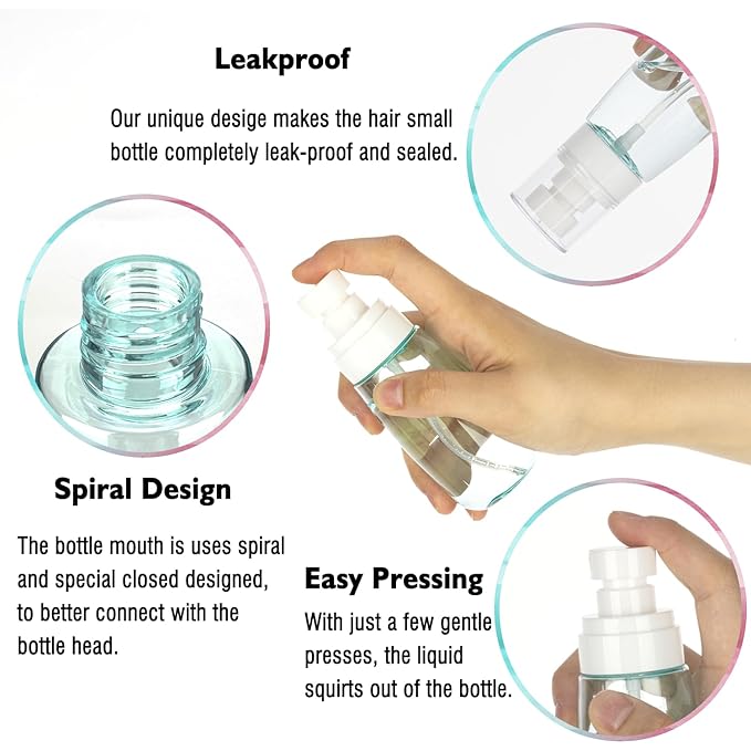 6 Pack 2.7oz/80ml Small Spray Bottle, Plastic Spray Bottles, Fine Mist Travel Spray Bottle for Hair and Face, with 9pcs Labels