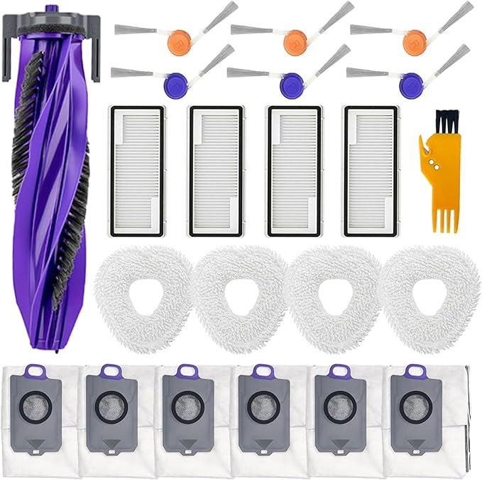 Accessories for Narwal Freo Z10, Freo Z10 Ultra Robot Vacuum, 1 Main Brush, 4 Filters, 4 Mop Pads, 6 Side Brushes, 6 Dust Bag, Freo Z10 Replacement 22 Pcs