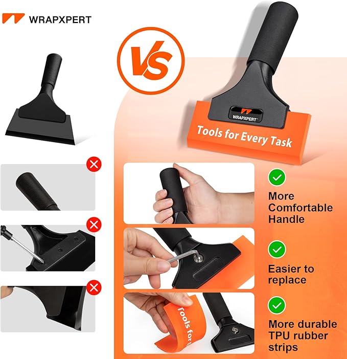 WRAPXPERT Window Tint Tools, Small Squeegee 5 inch for Car Window No Bubble, Rubber Scraper Kit for Window, Mirror,Front Windows Rear Glass, Auto Car Glass Film Installation