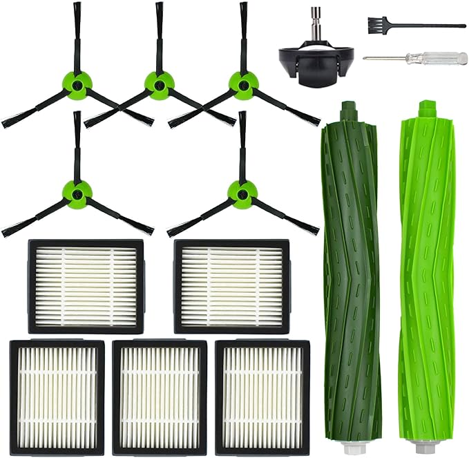 Replacement Parts Accessories for iRobot Roomba J Series J5 J5+ J6 J6+ J7 J7+ J8 J8+ J9 J9+ Vacuum Cleaner Attachment Kit, 1 Main Brush, 5 Side Brush, 5 Filter, 1 Caster Wheel (Not for Combo j7+/j9+)