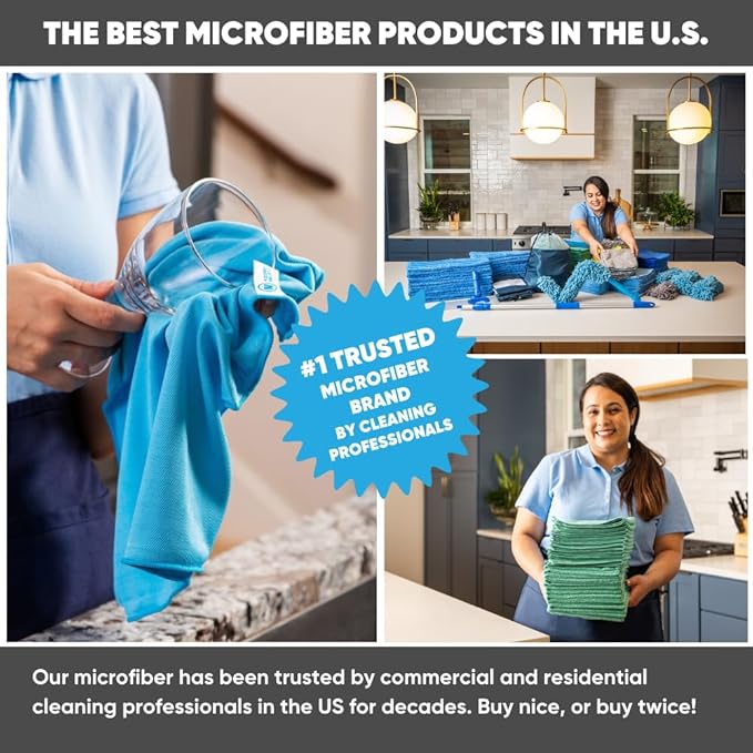 Microfiber Rags in A Box (50 Count) - Mwipes - 10" x 12" Reusable Wipes for Cleaning - Edgeless Terry Towels, Shop Rags, Wash, Dust, Disposable, House, Small Cleaning Cloths (Blue)