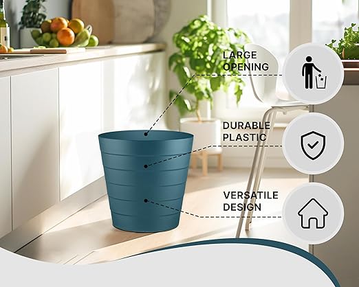 Small Trash Can (1.3 Gallons), Dorm Trash Can, Heavy Duty Dust Bin, Mini Garbage Can for Bedroom (Pack Of 3), Plastic Wastebasket, Bathroom Wastebasket (Blue) Round paper Trashcan, Office Trash Bin