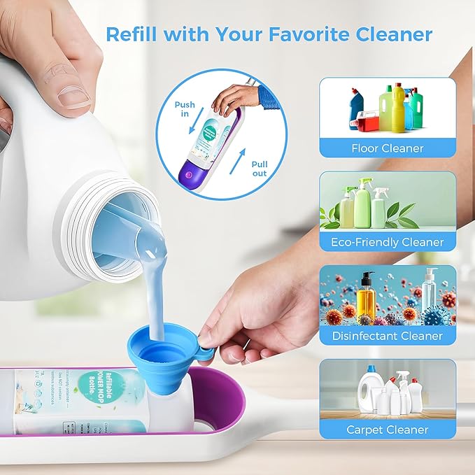 Ndoge Power Mop Refillable Bottle for Swiffer PowerMop Multi-Surface Mop, 775ML /26 FL OZ Leak-Proof HDPE Refillable Bottle Solution Powermop Reusable Solution Container Replacement
