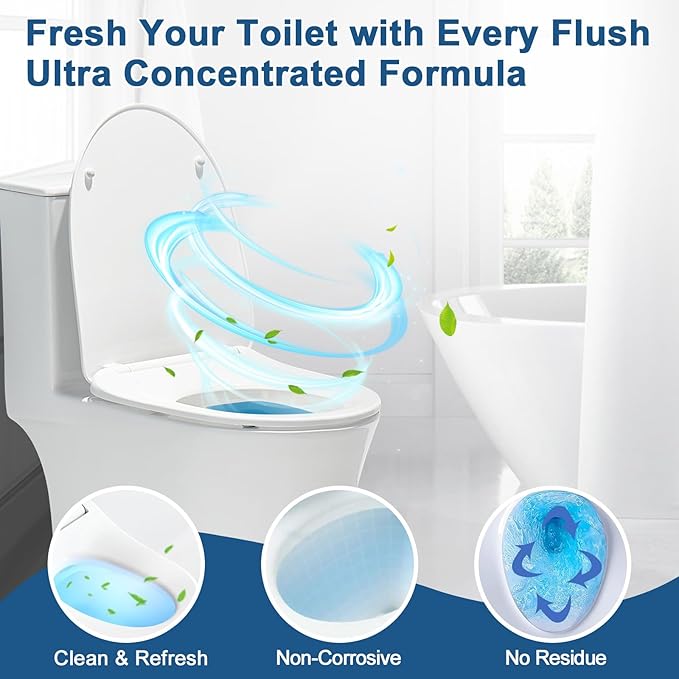 Msvvko Toilet Bowl Cleaners, Automatic Toilet Bowl Cleaner Tablets Blue Gel Powerful Clean, Septic Safe Toilet Tank Cleaner, Bathroom Deodorizer & Prevent Stain, Fresh Scent-10 PACKS