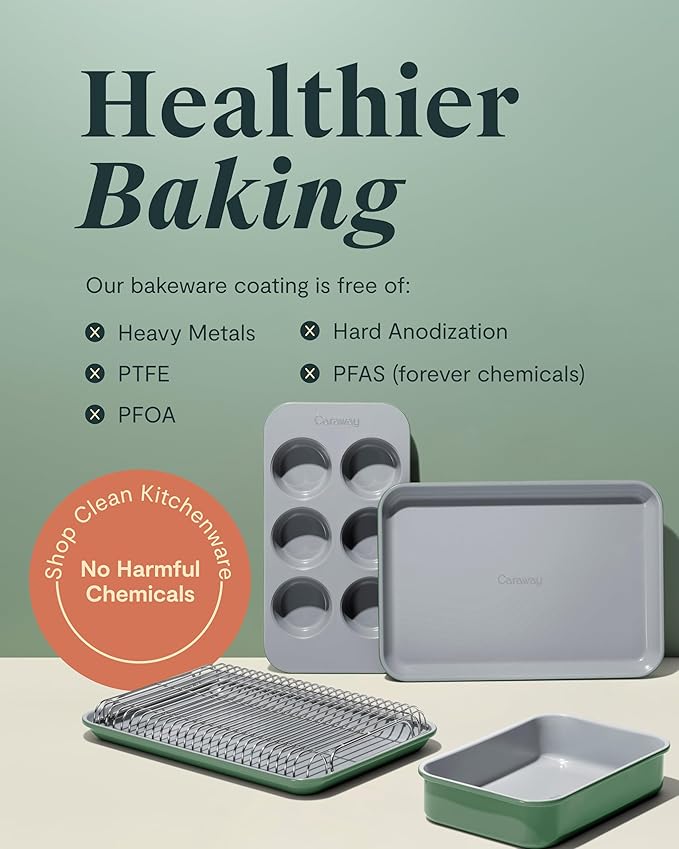 Caraway Nonstick Ceramic Small Baking Sheet (9x13”) – Non-Toxic, PTFE & PFOA Free – Oven Safe – Aluminized Steel Core – Mini Sheet Pan for Baking, Roasting & More - Perracotta