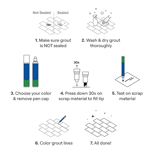 Grout Pen Tile Paint Marker: Waterproof Grout Paint, Tile Grout Colorant and Sealer Pen - Winter Grey, Narrow 5mm Tip (7mL)