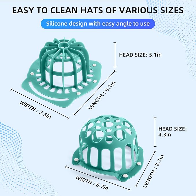 Silicone Hat Washer Cage Hat Cleaner for Baseball Caps, Rust-Proof & Shape-Saving Design,Ball Cap Washer Fit for Adults and Kids Hats Shaper,Flexible and durable，Cap holder,Green