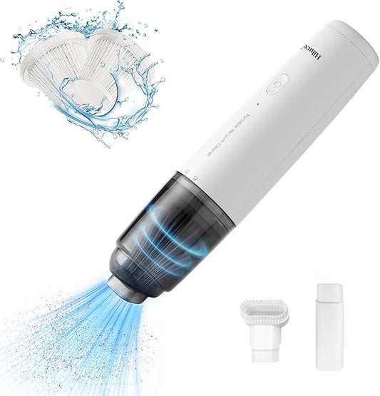 Hiluce Mini Vacuum Cleaner Cordless,Car Vacuum Cleaner Portable with HEPA Filter, High Power Rechargeable 2 Suction Modes, Lightweight Vacuum for Keyboard,Car, Home, Office, Pet