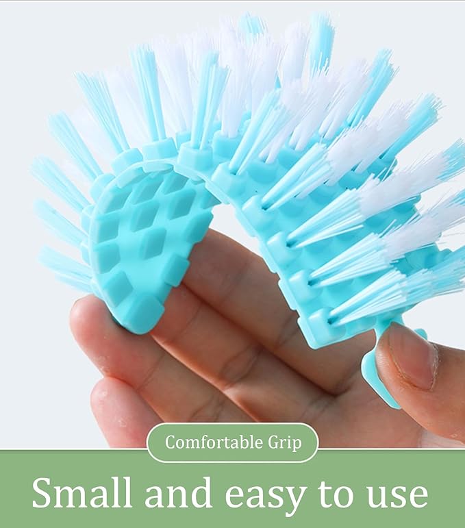 Bendable Scrub Brush, Deep Cleaning for Pool, Tub, Sink Non-Slip Grip, Sturdy Nylon Bristles,2 Pack-Blue