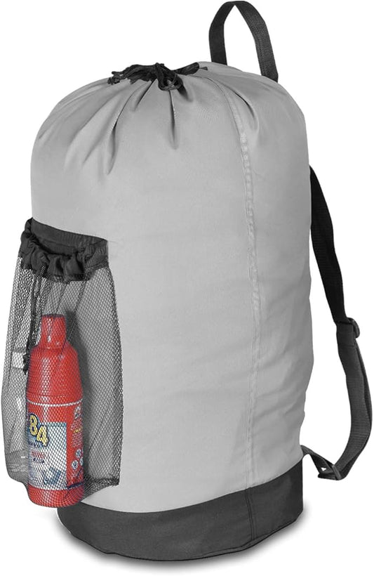 Dalykate Backpack Laundry Bag, Laundry Backpack with Shoulder Straps and Mesh Pocket Durable Nylon Clothes Hamper Bag with Drawstring Closure for College, Travel, Laundromat, Apartment