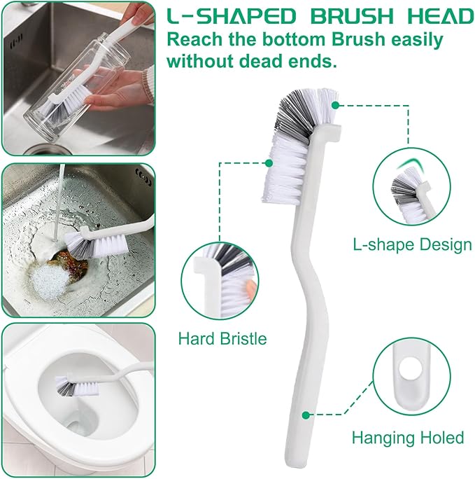 15PCS Cleaning Brush Set for Household – V Shape Grout Brush, Multi-Purpose Household Cleaning Tools for Kitchen, Bathroom, Sink, Grout, Cup, Teapot, Blender