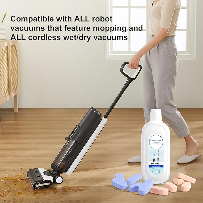 Nukisa 5 Bottles Compatible with Tineco Cleaning Solution 500ml Per Bottle Lavender Scents Floor Cleaner Compatible with All Robot Vacuums with Mopping and Cordless Wet/Dry Vacuum (Lavender Scents)