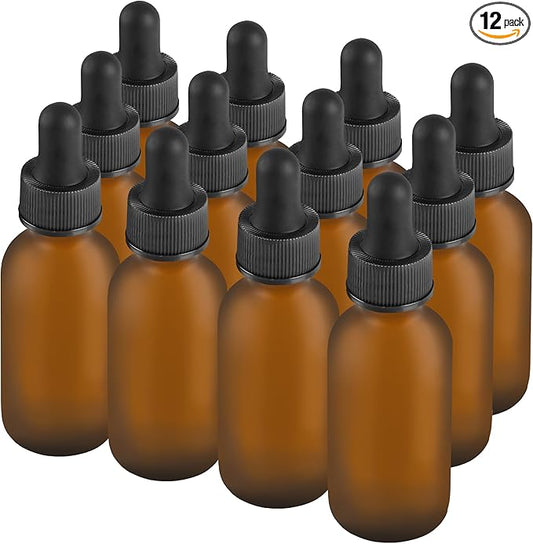 12 Pcs, 1oz Dropper Bottle, Amber Glass Eye Dropper Bottle, Tincture Bottles with Dropper, Pretty Finish, Leak-Proof Design, Stronger Suction for All Kinds of Mixed Liquids